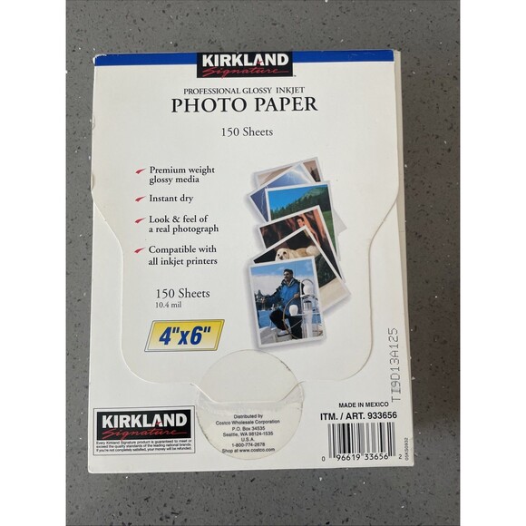 Kirkland Professional Glossy Inkjet Photo Paper 4"x6" 300 Sheets 69 lb 10.4 Mil - Picture 2 of 5